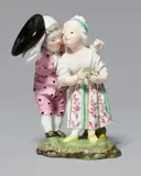 Kurmainzische Manufaktur Höchst, A Höchst porcelain model of children with a bird's nest