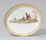 Nymphenburg, An oval Nymphenburg porcelain dish with a peasant scene