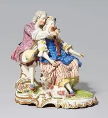 Johann Friedrich Lück, A Frankenthal porcelain group, the flute lesson