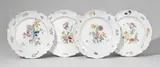 Nymphenburg, Four Nymphenburg porcelain plates with bouquets