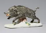 Kurmainzische Manufaktur Höchst, A rare Höchst porcelain figure of a running boar