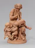 Claude Michel called Clodion, A terracotta group with a faun playing the flute