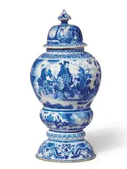Gerhard Wolbeer, A Berlin faience vase and cover with Chinoiserie decor