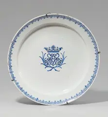 Cornelis Funcke, A large Berlin faience platter with a monogram
