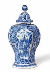 Cornelis Funcke, A Berlin faience vase and cover with a Chinoiserie pavillion motif