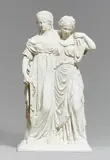 Johann Gottfried Schadow, A Berlin KPM biscuit porcelain group depicting the crown princess and princess Ludwig