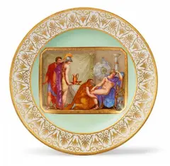 J.M. Langlois, A Berlin KPM porcelain dessert plate with a mythological scene