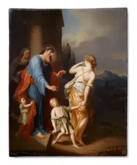 Adriaen van der Werff, A Berlin KPM porcelain plaque with the Expulsion of Hagar