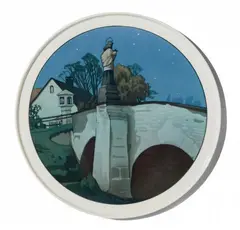 Franz Türcke, A Berlin KPM porcelain platter painted with a view of St Nepomuk's Bridge