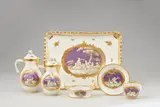 Imperial Manufactory Vienna, A Vienna porcelain dejeuner with children en grisaille on lilac ground