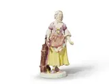 Imperial Manufactory Vienna, A Vienna porcelain figure of a girl carrying wood