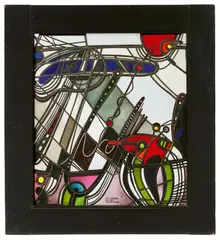 Georg Meistermann, Untitled (WDR-Probe-Glasfenster), 1952, Leaded glass window, partly painted with black solder