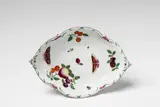 A Chelsea porcelain dish with fruit and insect decor by Chelsea porcelain factory, offered Nov 2019
