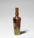 Désiré Christian, A Désiré Christian glass vase "coquelicot", Colourless iridescent glass with yellow underlay, red and green overlay and cameo carved poppy flowers. Etched signature D. Christian. H