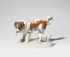 A Nymphenburg porcelain group of a Saint Bernard and a Fox Terrier by Willy Zügel, offered Sep 2019