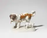 Willy Zügel, A Nymphenburg porcelain group of a Saint Bernard and a Fox Terrier