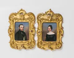 Jakob Spelter, Two porcelain plaques with portraits of Eduard and Cornelia Merian-Koechlin