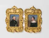 Jakob Spelter, Two porcelain plaques with portraits of Eduard and Cornelia Merian-Koechlin