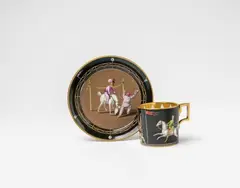 Imperial Manufactory directed by Matthias Niedermayer Vienna, A rare Vienna porcelain cup and saucer with circus motifs