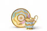 Imperial Manufactory Vienna, A Vienna porcelain cup and saucer with striped decor