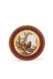 Sèvres, A Sèvres porcelain plate with a fable from the "fond pourpre" service