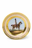 Franz Krüger, A Berlin KPM porcelain plate with a Prussian cavalryman