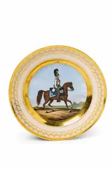 Franz Krüger, A Berlin KPM porcelain plate with a Prussian cavalryman