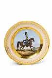 Franz Krüger, A Berlin KPM porcelain plate with a Prussian cavalryman