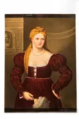 Paris Bordone, A painted porcelain plaque with an Italian lady