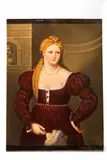Paris Bordone, A painted porcelain plaque with an Italian lady