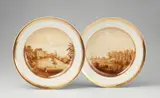 Fürstenberg, A pair of Fürstenberg porcelain plates with views of Lower Saxony