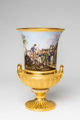 Meissen Royal Porcelain Manufactory, A Meissen porcelain krater form vase with scenes from the German Campaign