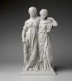 Johann Gottfried Schadow, A Berlin KPM biscuit porcelain group with the Crown Princesses