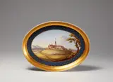 Gottfried Wilhelm Voelcker, A Berlin KPM porcelain tray with a view of Jasna Góra monastery