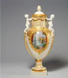 Julius Wilhelm Menzel, A rare Berlin KPM porcelain vase with views of Sanssoucis Palace