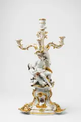 Meissen Royal Porcelain Manufactory, A large rare Meissen porcelain candlestick from the swan service