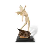 Désiré Weygers, A carved ivory and oak figure of the Archangel Michael slaying the dragon