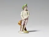 A Zurich porcelain figure of a bird seller by Zürcher Porzellanfabrik in Schooren, Model no. 257. Black enamel mark and incised Z mark to unglazed base, impressed 3, inscribed J 9 in black. Minimal retou, sold Nov 2018