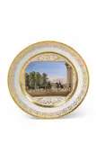 Franz Krüger, A Berlin KPM porcelain plate with the carriage of Prince Karl of Prussia