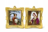 Ludwig Heinrich Wittich, A pair of Berlin KPM porcelain plaques with a hunter and a falconer
