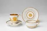 Two Meissen biscuit porcelain cups with Neoclassical reliefs by Meissen Royal Porcelain Manufactory, sold May 2018