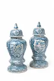 Cornelis Funcke, A pair of faience vases with Delft style decor