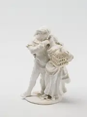 Wilhelm Caspar Wegely, A Wegely white porcelain group of Scaramouche and Colombina