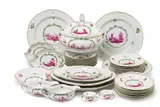 A Berlin KPM porcelain service with landscapes in puce camaieu by Königliche Porzellanmanufaktur Berlin Kpm, offered Apr 2018