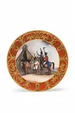 A Berlin KPM porcelain plate with cavalrymen at an encampment by Königliche Porzellanmanufaktur Berlin Kpm, offered Apr 2018