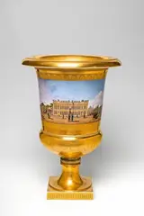 Königliche Porzellanmanufaktur Berlin Kpm, An important Berlin KPM krater-form vase with a view of Unter den Linden