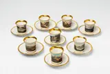 Eight Berlin KPM porcelain cups and saucers with views of castles in the Rhineland by Königliche Porzellanmanufaktur Berlin Kpm, sold Apr 2018