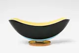A Berlin KPM porcelain flower vase by Königliche Porzellanmanufaktur Berlin Kpm, On a brass base and wooden plinth. Blue sceptre mark to the base, red imperial orb mark, the brass stamped 7,60. H 14.4,, sold Apr 2018