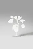 White Tulips and Vase by Donald Sultan, 2014, Aluminium, varnished in white, on polished aluminium plinth. Overall dimensions, offered Dec 2017