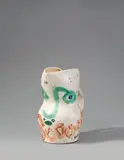 Visage aux cercles by Pablo Picasso, 1969, Jug with handle. White clay, patinated in grey and with white, green, blue and reddish engobe painting, partially glazed, sold Dec 2017